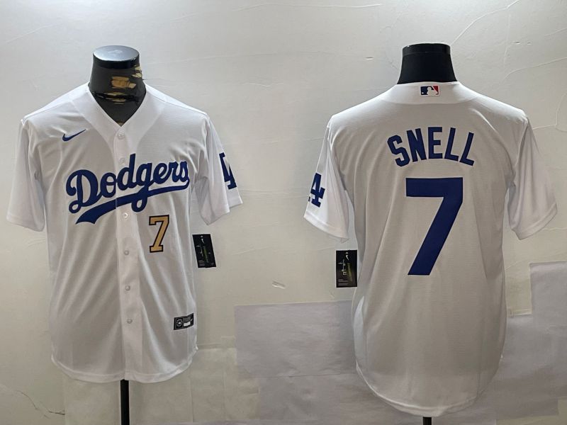 Men Los Angeles Dodgers #7 Snell White Game 2024 Nike MLB Jersey style 3->los angeles dodgers->MLB Jersey